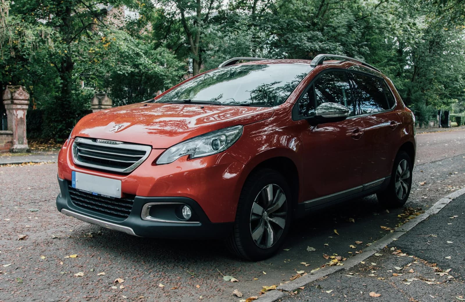En Peugeot parkeret ved en vej